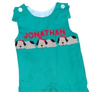 Kelly's Kids longall romper jumpsuit overalls monogrammed Jonathan dogs size 3